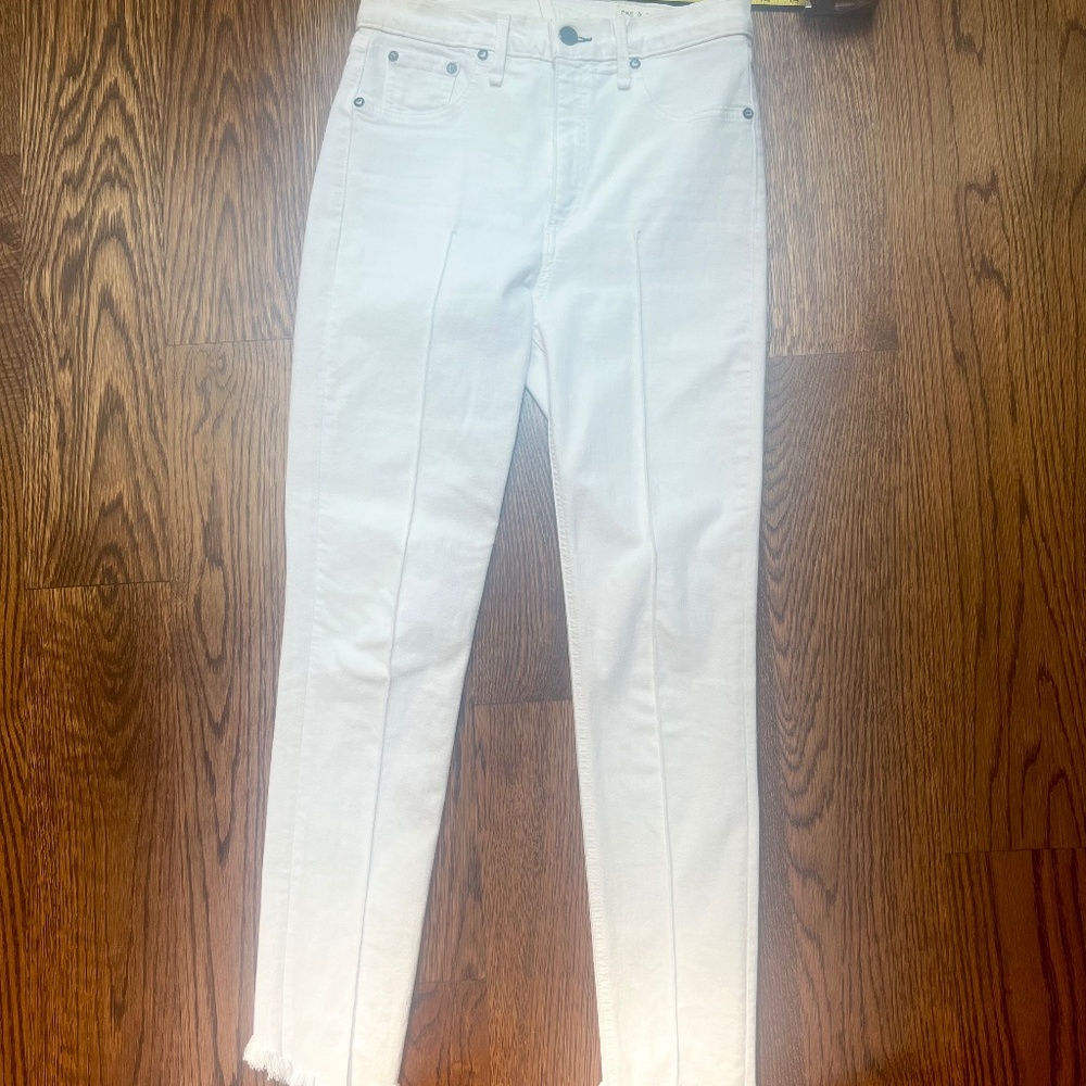 Rag & Bone White Manson High rise skinny jeans raw frayed hem